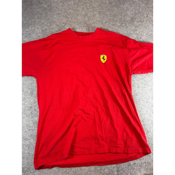 Vintage Y2K Ferrari Car T Shirt Mens XL Red Horse Logo On Chest & Sleeve 2000s - Picture 1 of 9
